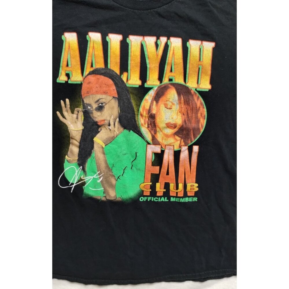 Aaliyah Fan Club‎ Official Member Black T-Shirt L 100% Cotton
